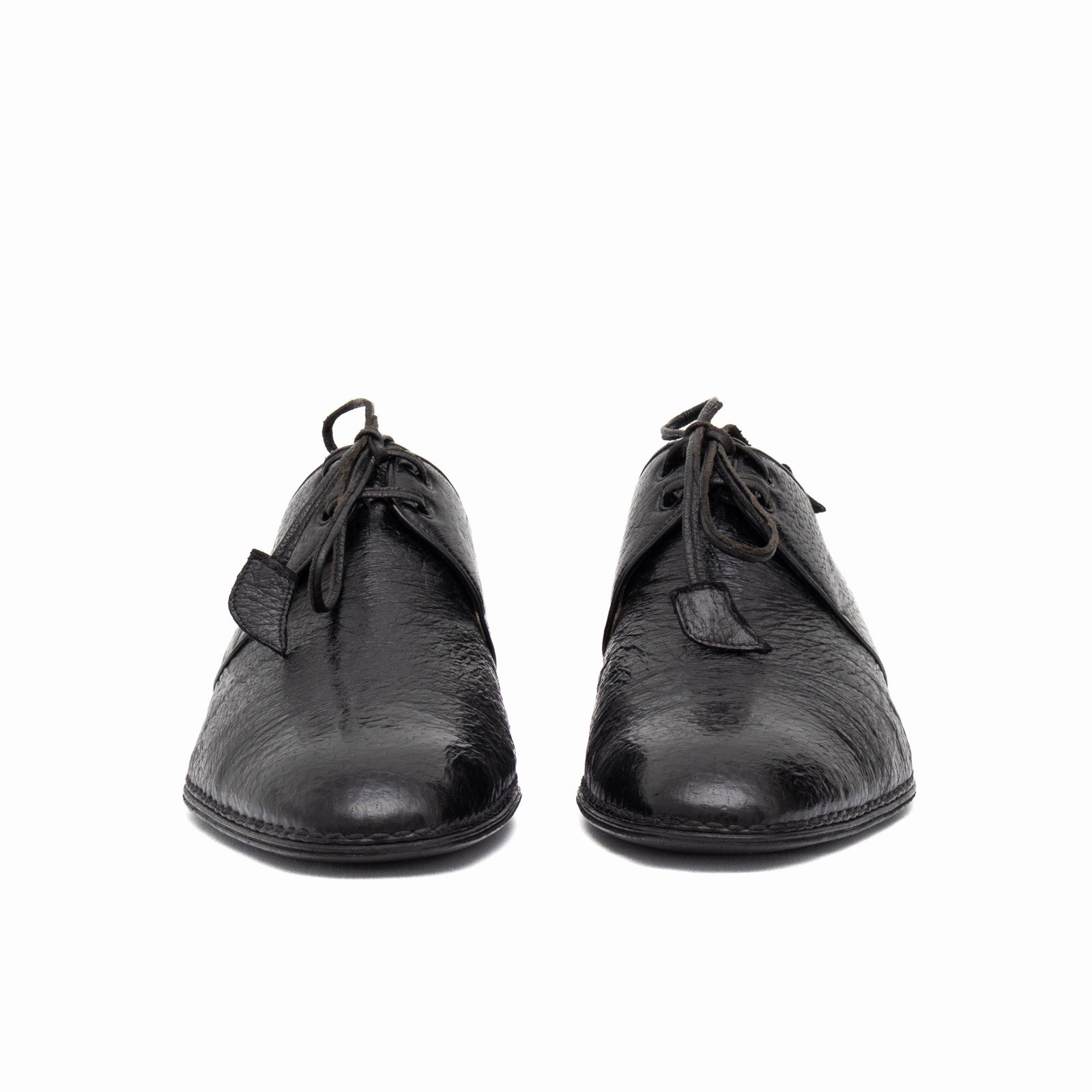 4.8k.$ ZILLI Men’s Blucher Derby Black Exotic Peccary Leather Handmade US 10