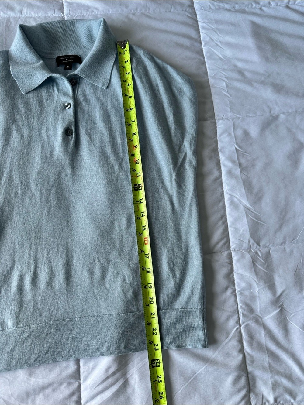 Women’s Banana Republic Light Blue Cap Sleeve Merino Wool Polo Size M Coastal