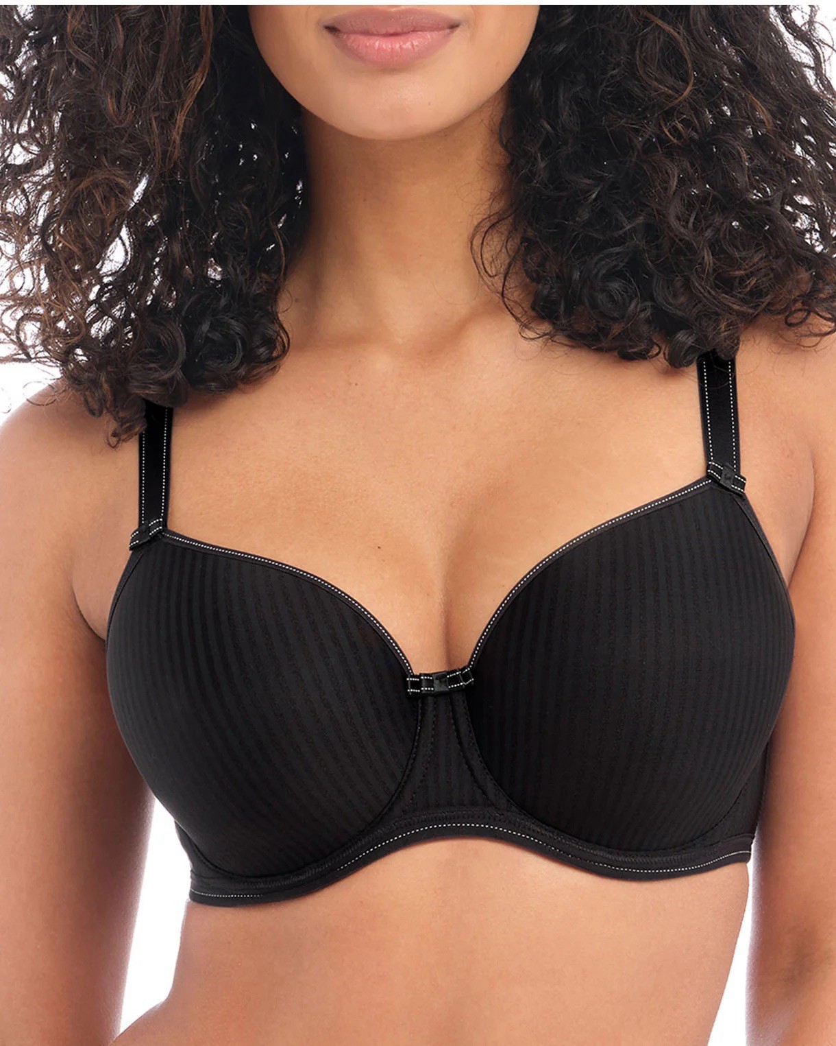 Freya 32K Bra Black Striped Idol Balcony T Shirt Underwire Back Closure 1050