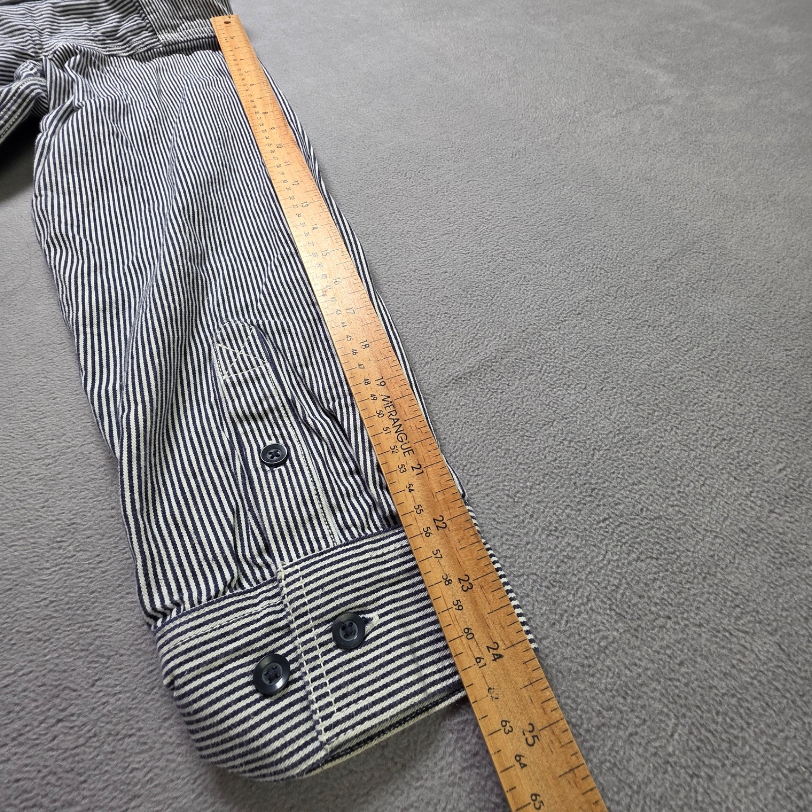Key Imperial Shirt Mens Large Ta1l 1/2 Zip Hickory Striped Railroad Workwear
