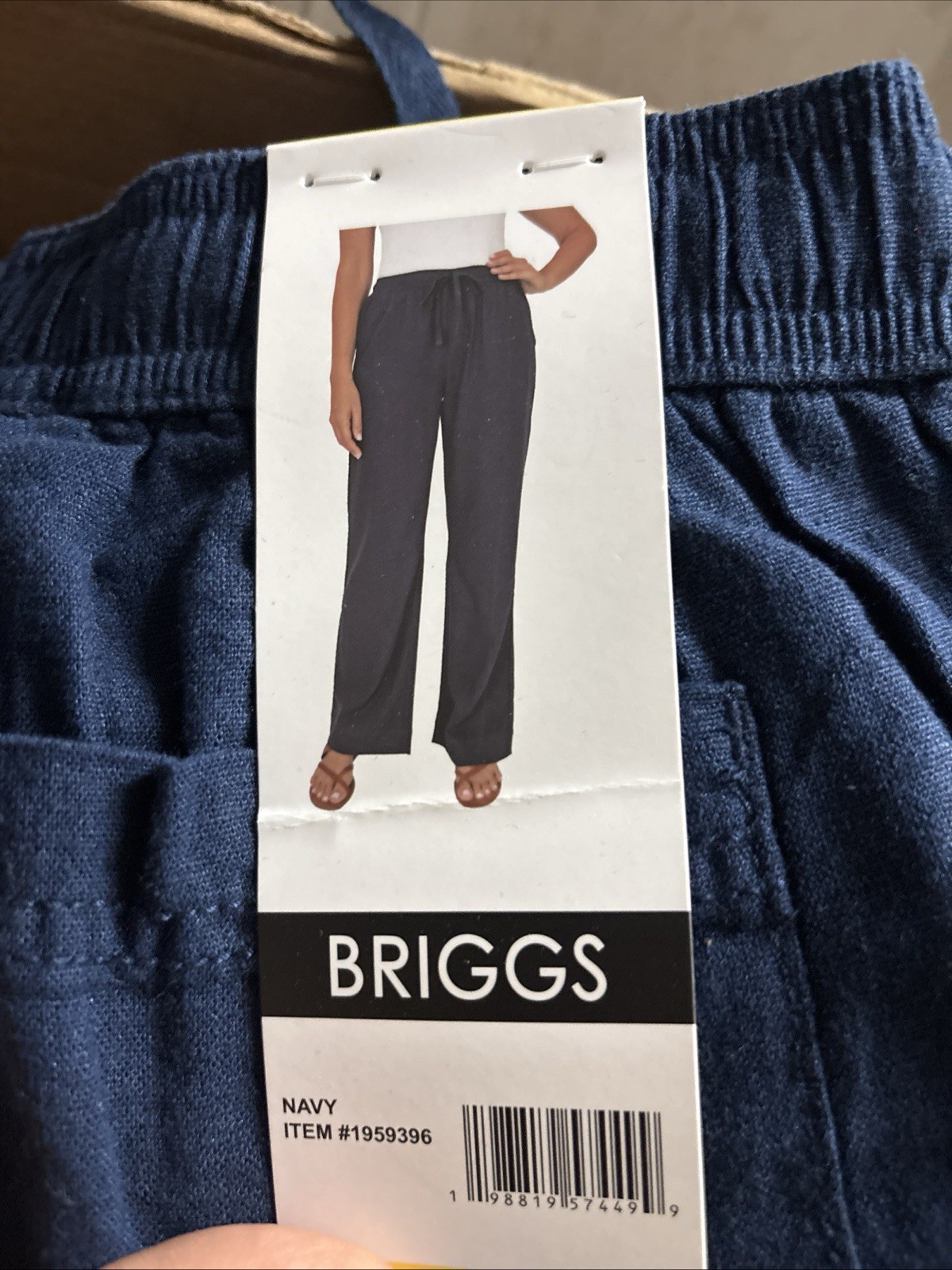 Briggs Women’s Pull-On Linen Blend Pant, Navy, Small