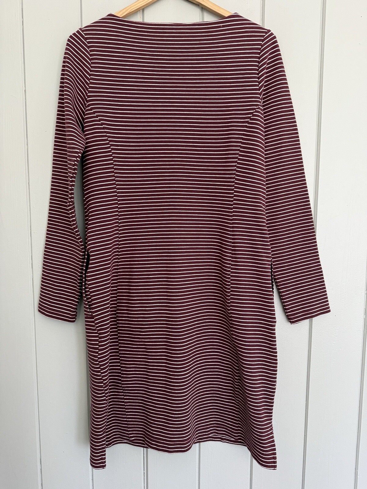 Duluth Trading Co Dress XS Ponte Pro Knit Striped Stretchy Long Sleeve Burgundy