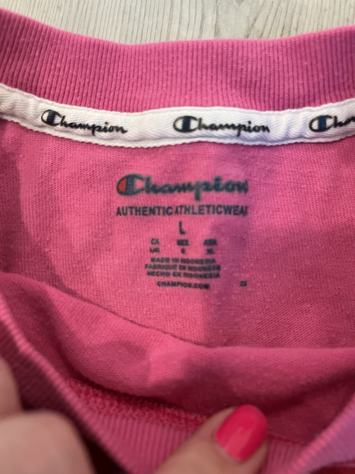 Champion Women’s Pink/Red Striped Crew Neck Pullover Sweatshirt L
