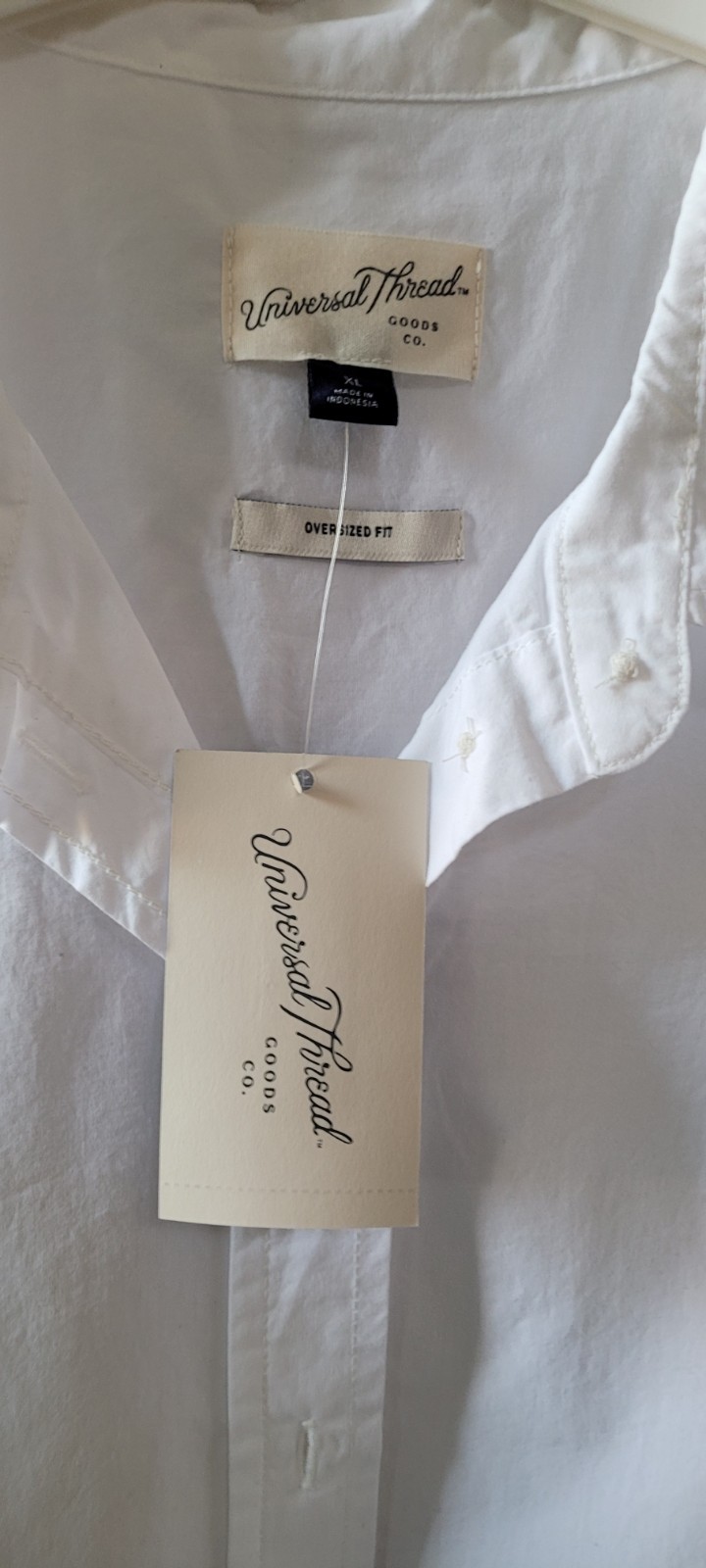 Universal Threads Blouse, Oversize Fit, Long Sleeve Size XL White 100% Cotton