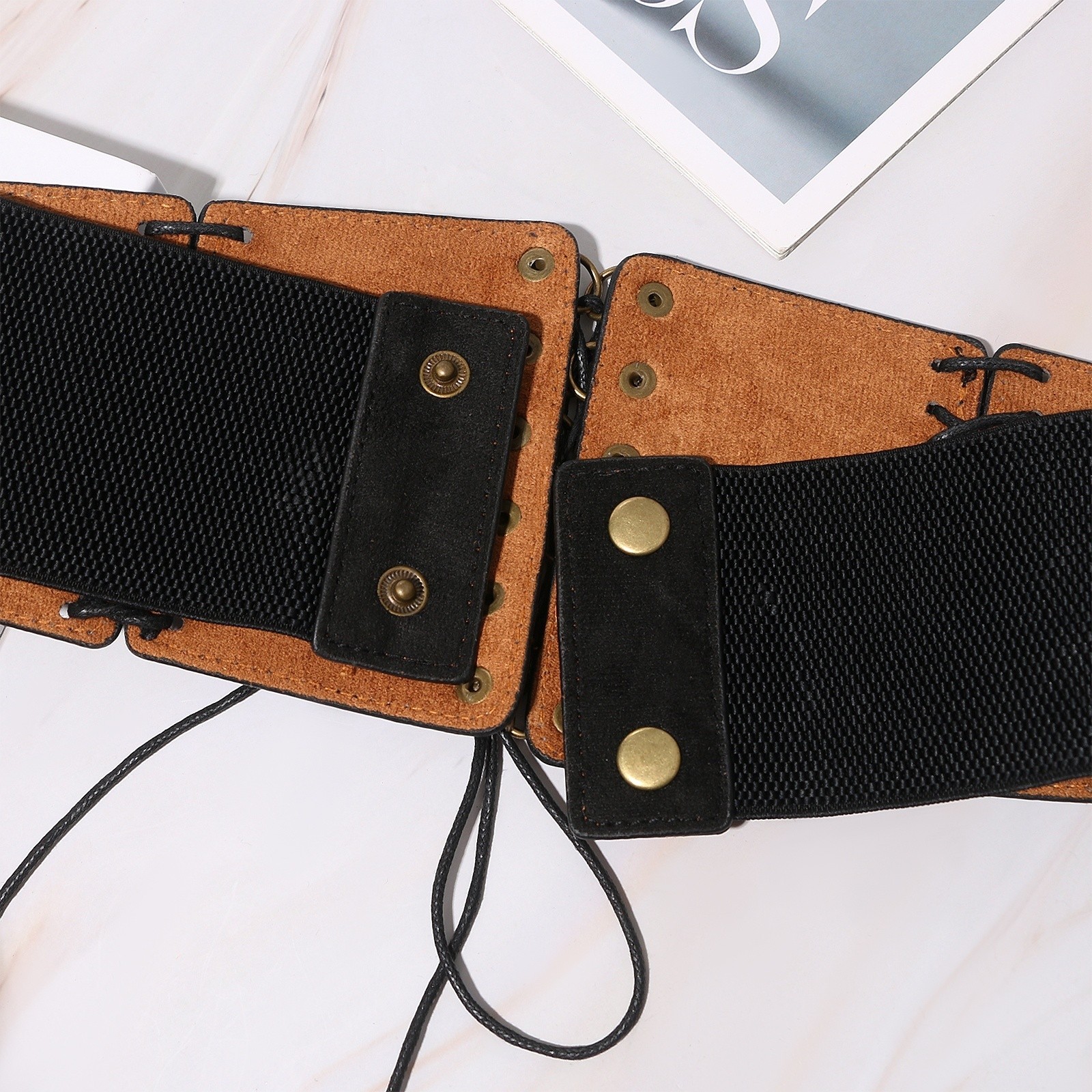 Women’s Vintage Wide Elastic Corset Belt Adjustable Waist Cincher for Dresses