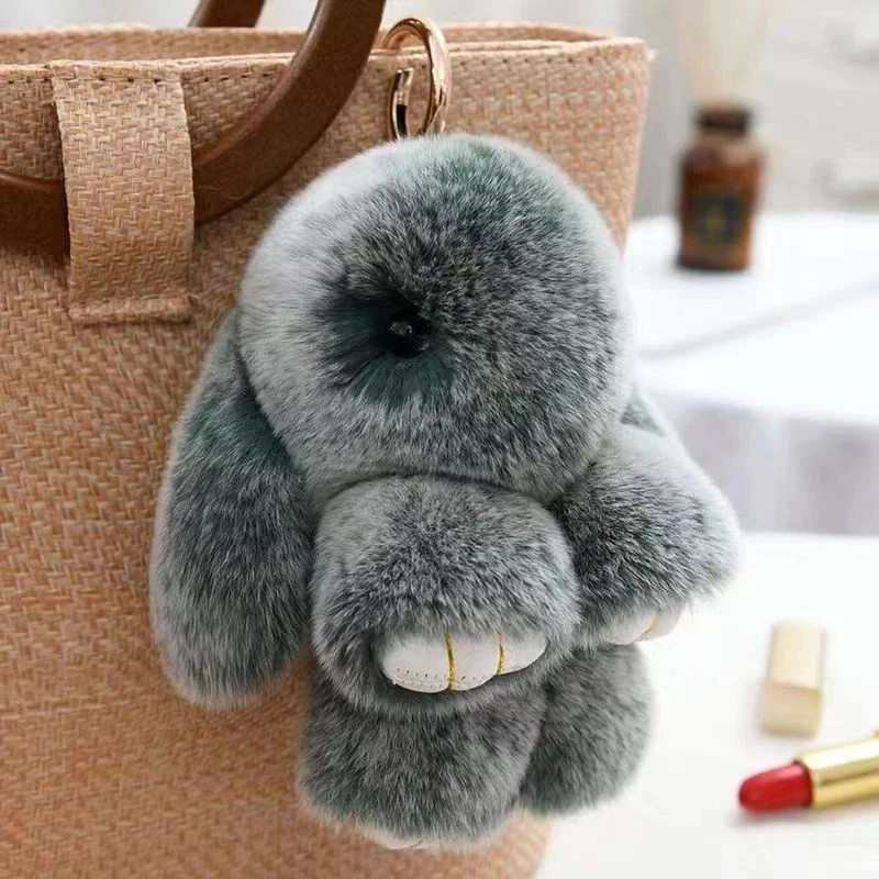 Cute Charm Key Chain Bag pendant Plush Bunny Toy Rabbit Fur Doll Gifts Keychain