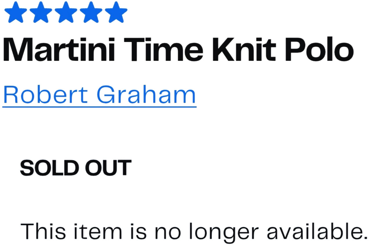 NEW ROBERT⛳️GRAHAM, MENS SIZE XL, MARTINI🍸TIME PERFORMANCE🌞UV⚪️POLO-MSRP$98.00
