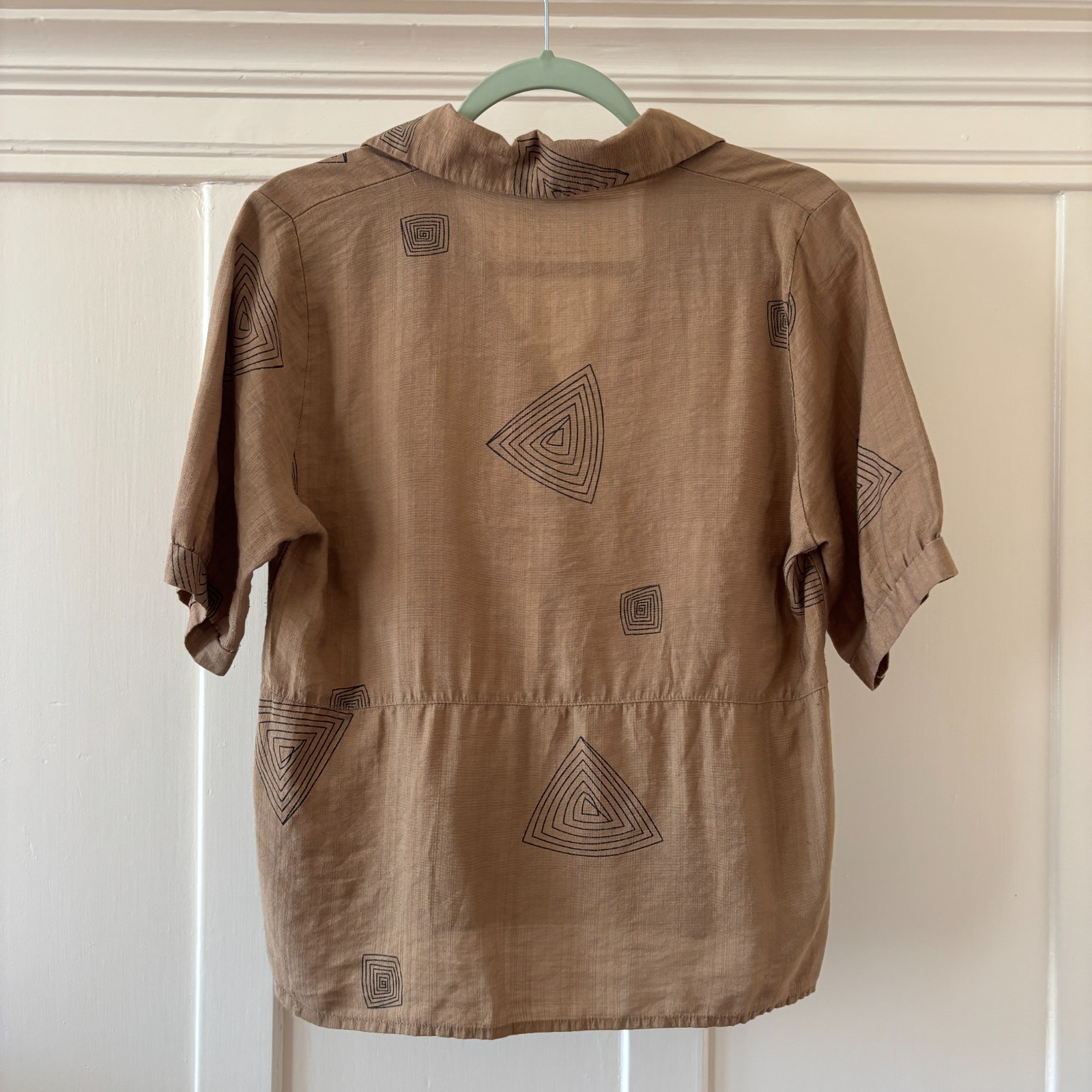 Boho Minimalist Tunic Short Sleeve Blouse Geometric Shapes Yingyuanmeng SMALL