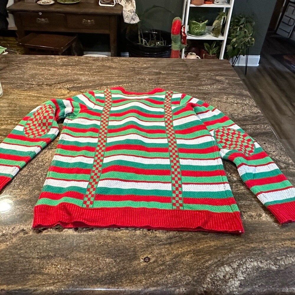 Jolly Sweater Ugly Christmas sweater Crewneck Faux Tie & suspenders sz large