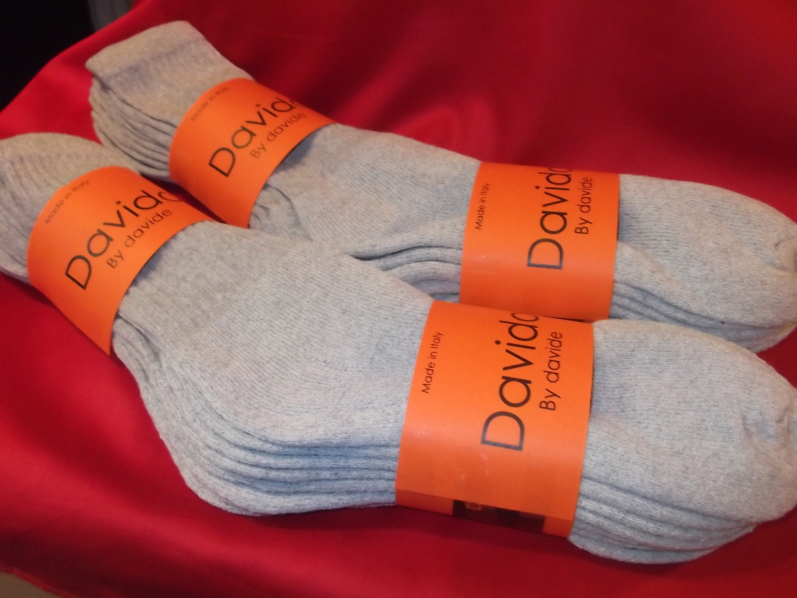 Davido Mens socks crew casual made in Italy 100% cotton 6 pack black