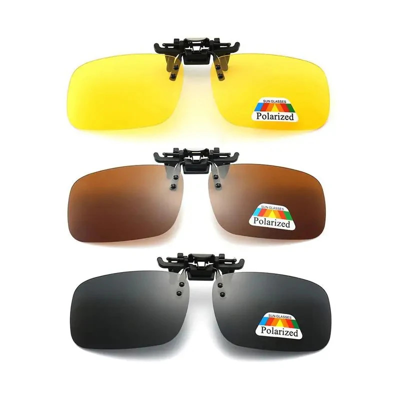 4 Color Grey Lenses Polarized Sunglasses Clip on Flip up UV 380 Driving Fishing