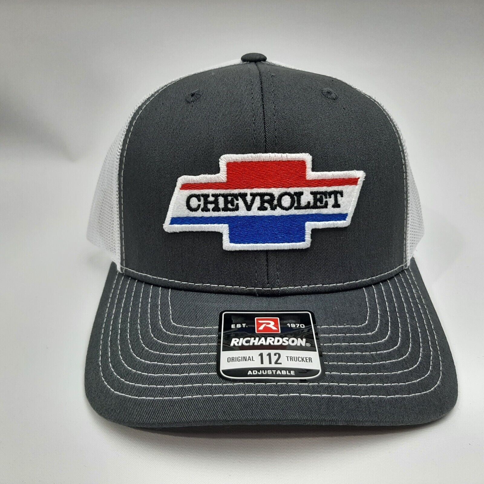 Richardson 112 Trucker Chevy Chevrolet Patch Cap Hat Mesh Snapback Gray
