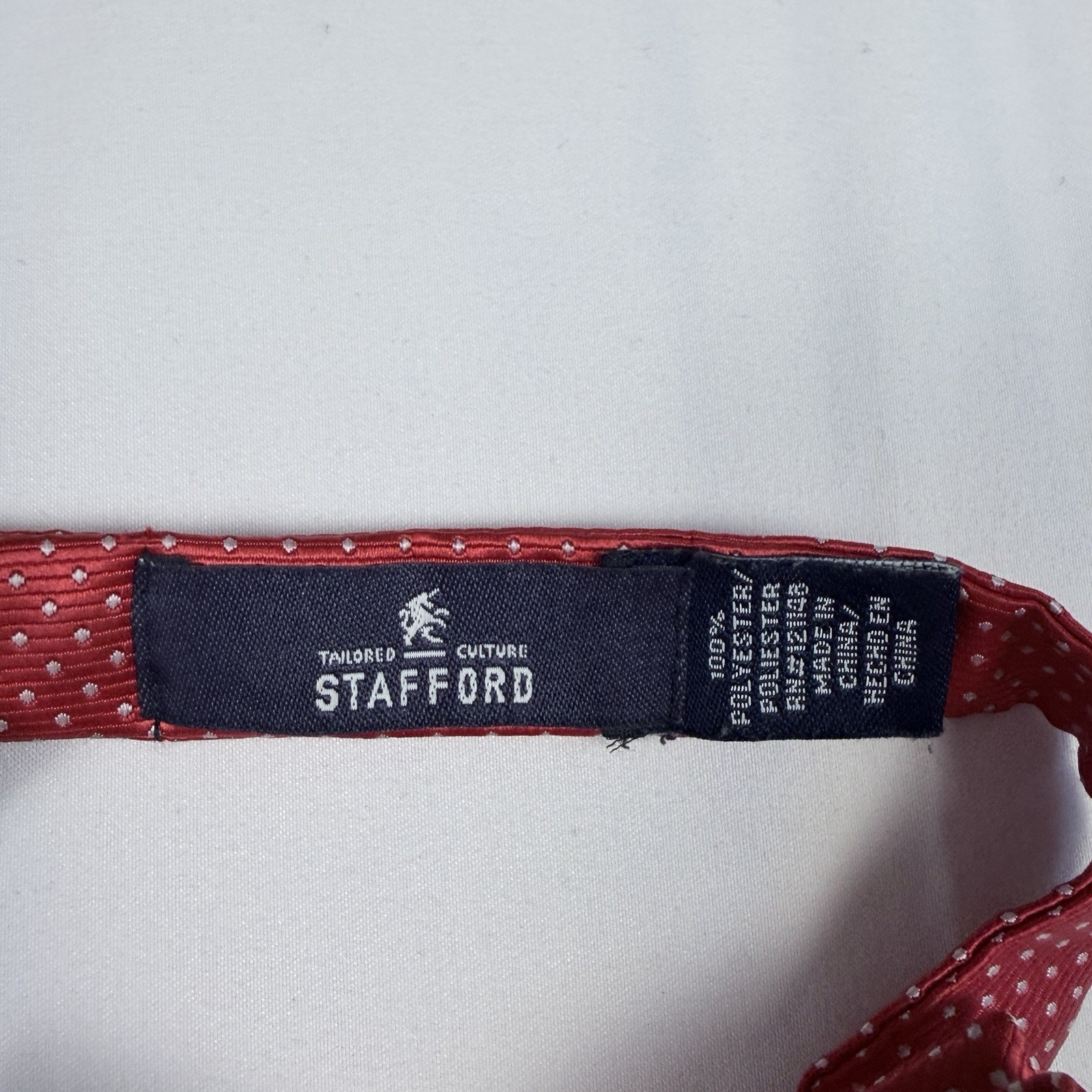 Stafford Bow Tie Red White Mirco Polka Dot Wide Pre-Tied Adjustable Formal