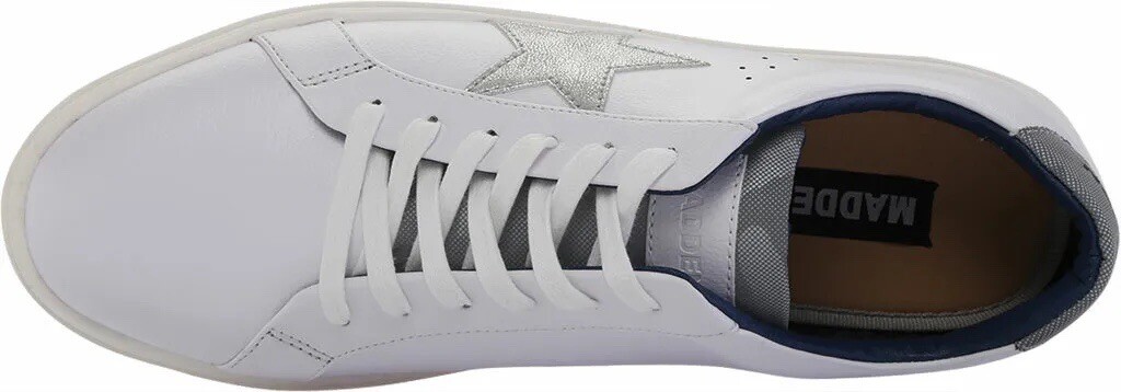 New Steve Madden Madden Men’s Dixxin Sneaker, Shoes White Synthetic Leather NWB