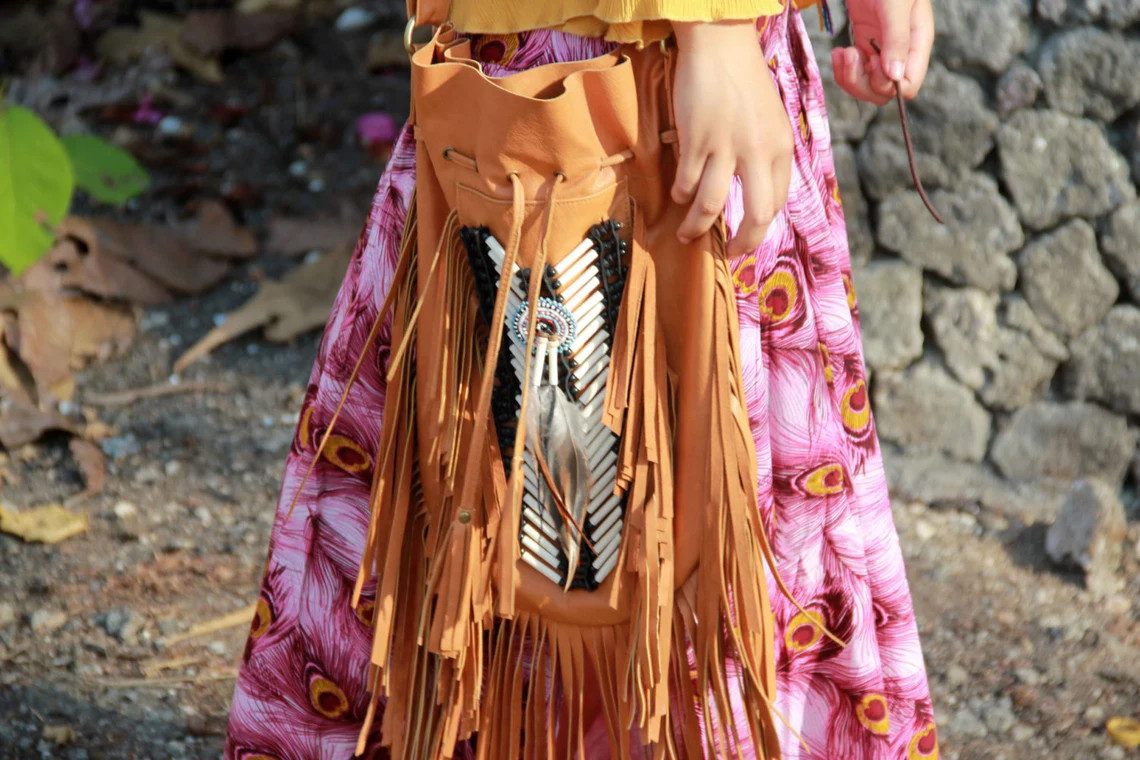 Bohemian Fringe Leather Crossbody Bag | Handmade Tribal Shoulder Bag | Western S