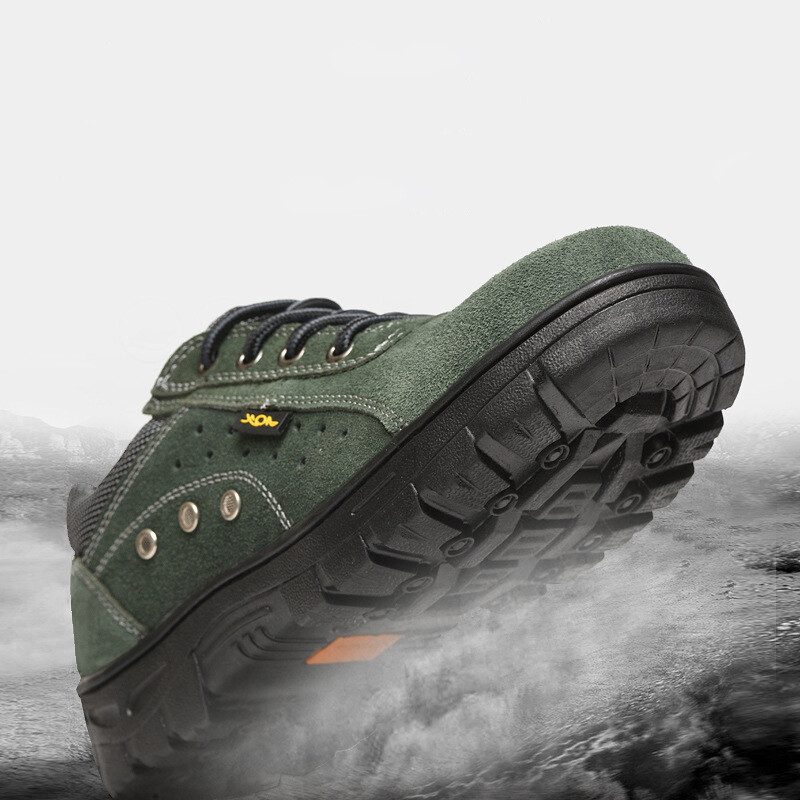 Mens Green Work Boots Breathable Safety Shoes Steel Toe Cap Slip Resistant Size