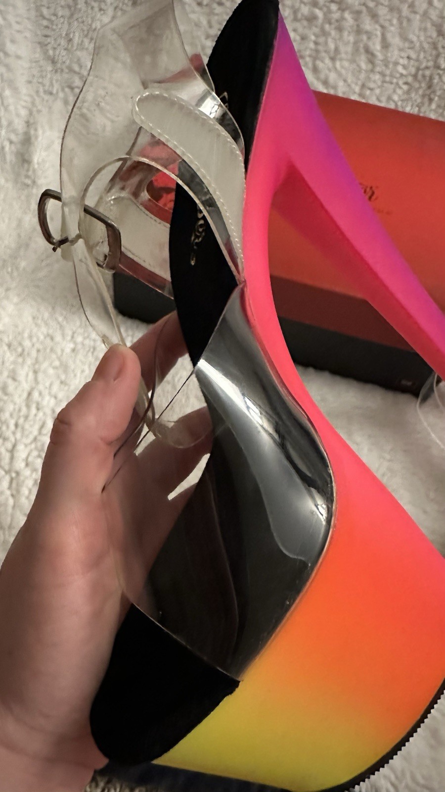 Pleaser Women’s Platform Stiletto Heels Rainbow Pole Dancing Size 7