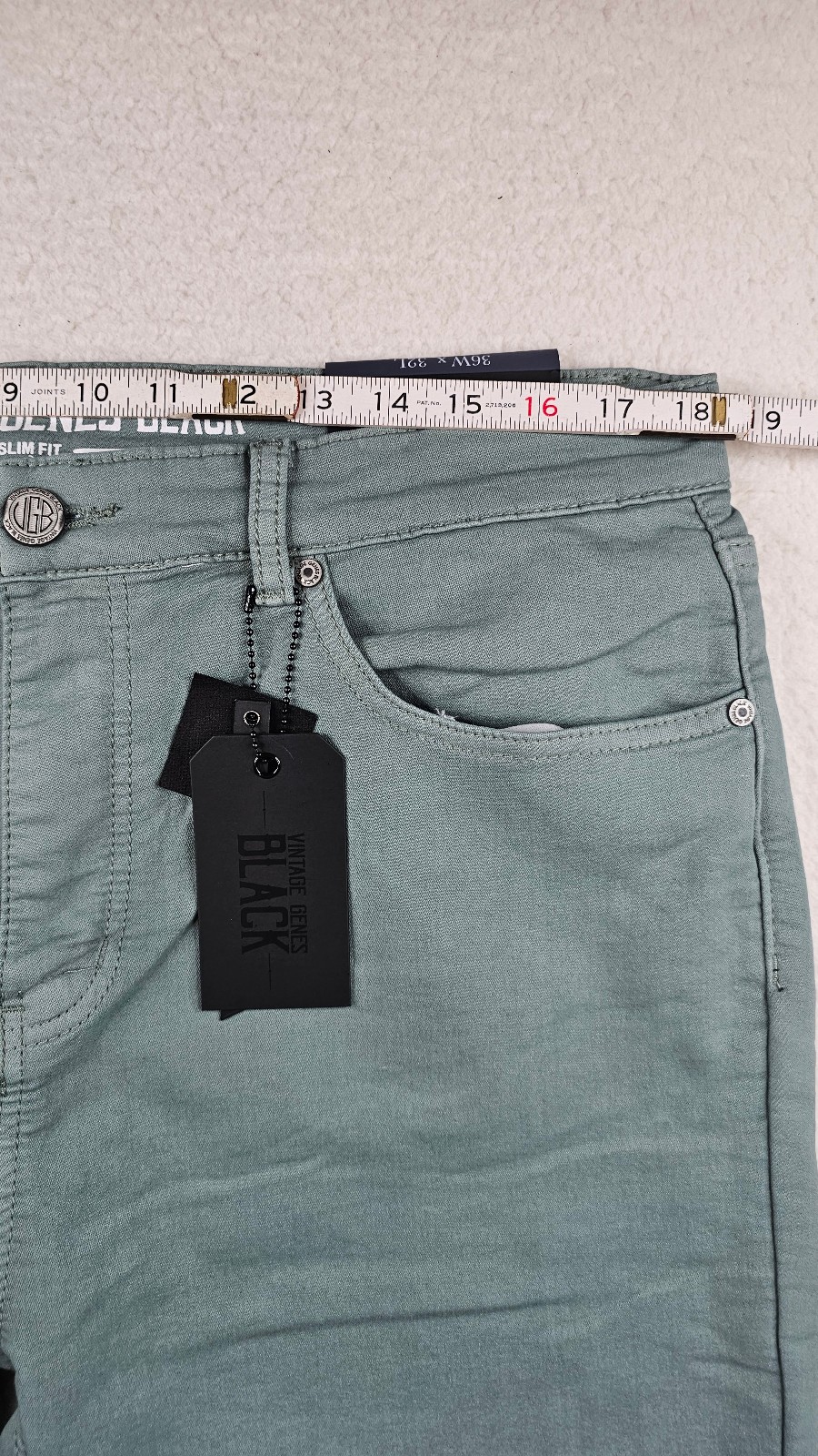 VGB Vintage Genes Black Slim Fit Green French Terry Denim Jeans PICK YOUR SIZE