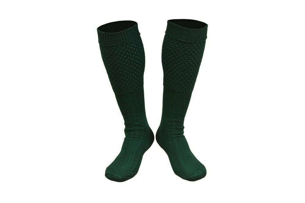 Men New Scottish Irish Highland Long Kilt Hose Socks Green White Black All sizes