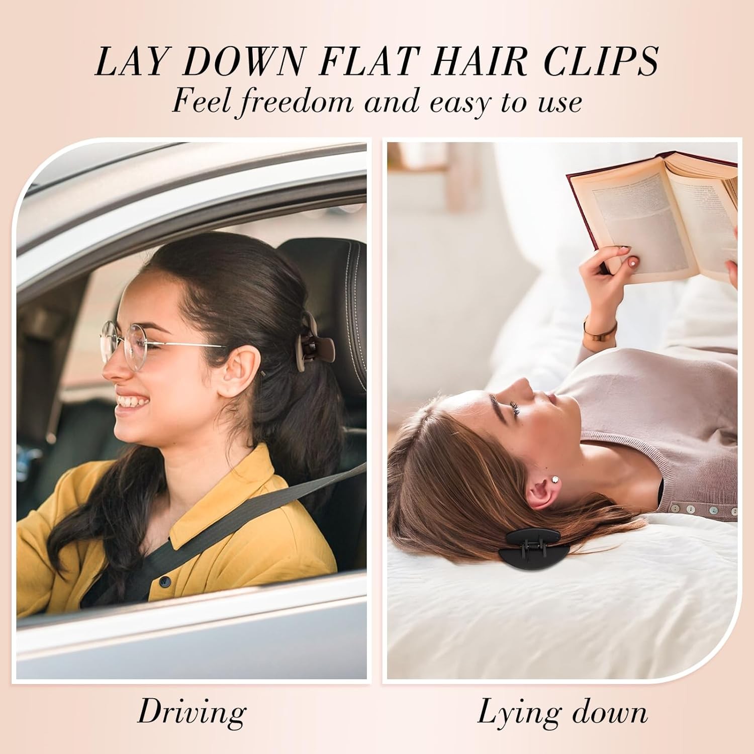 Obeoby 10 Pcs Flat Hair Clips for Women, 3 Styles French Flat Claw Clips for Thi