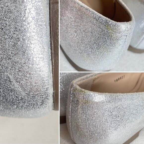 KidExpress Silver Glitter Bow Ballet Flats Girls Size EU 31