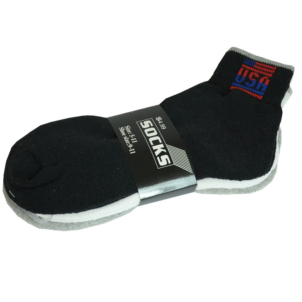3 Pairs Mens Ankle Quarter Crew Low Cut USA Athletic Work Socks Cotton Size 9-13