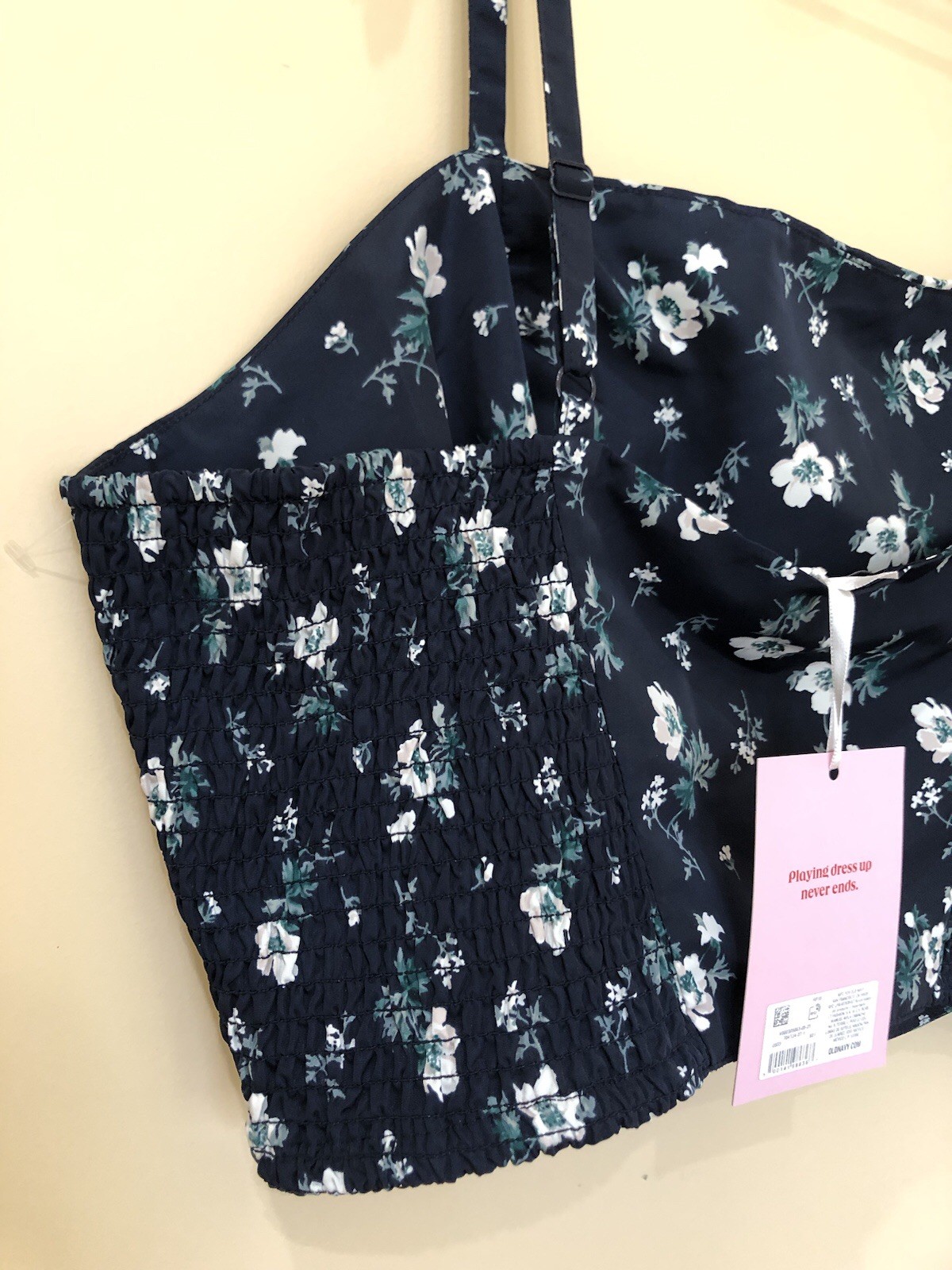 Old Navy Crop Top Cami Bra Navy Blue Beige Flowers Plus Size XXL Women’s