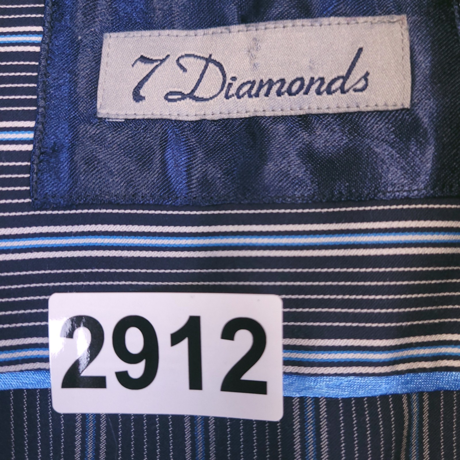 7D 7 Diamonds Mens Large Button Up Vertical Striped Flip Cuff Contrast Trim