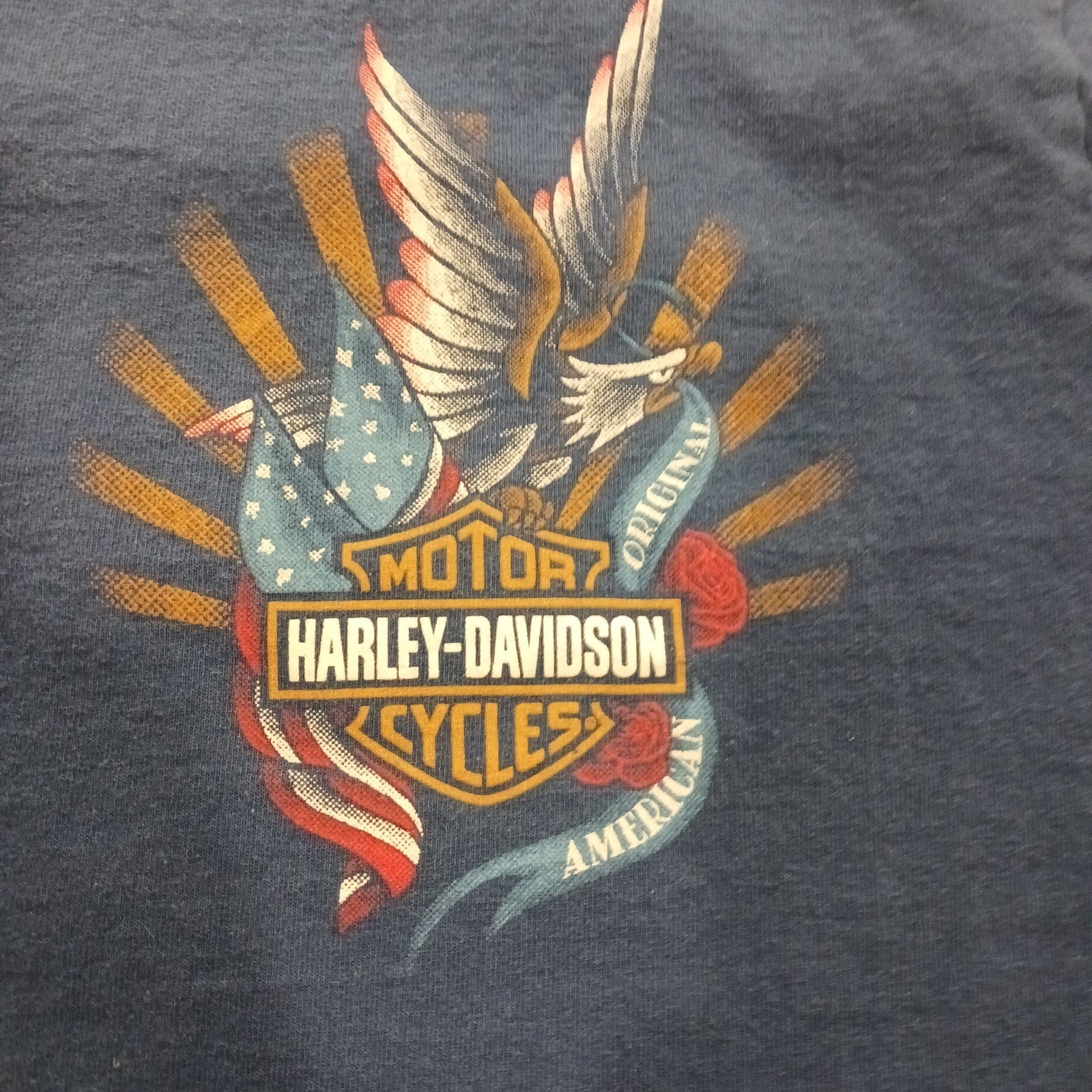 Harley Davidson Orlando Florida T-Shirt Mens XL Blue Eagle Biker Graphic Tee Y2K