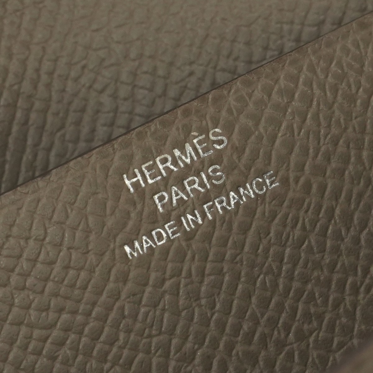 HERMES Bearn Soufflet Long Wallet Etoupe Gray Epsom Leather Silver HW