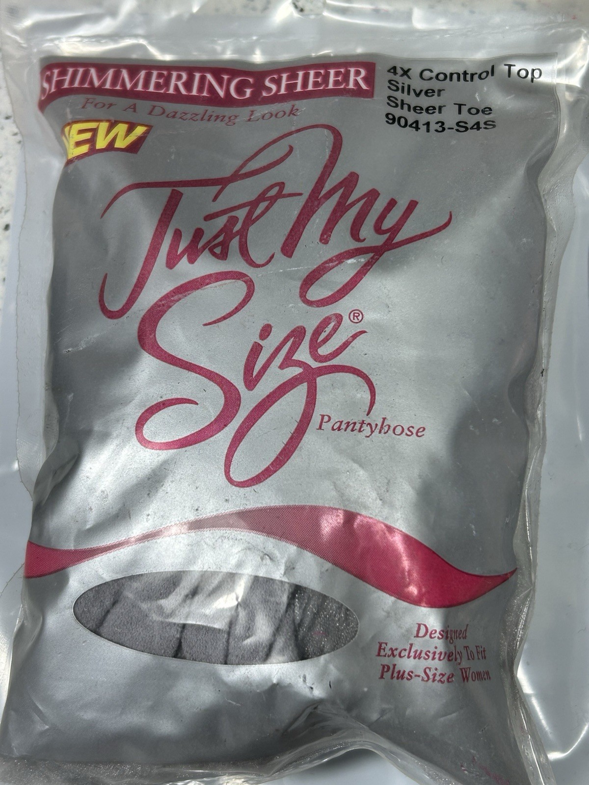 4 PAIRS Leggs Just My Size Pantyhose 4X SILVER Control Top Sheer Toe NEW