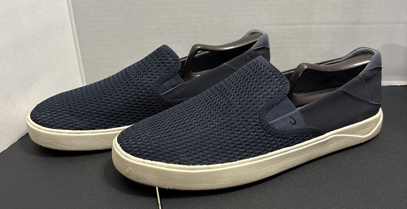 OLUKAI Lae’ahi Mens 9.5 Navy Blue Slip- On Casual Mesh Sneaker Shoe