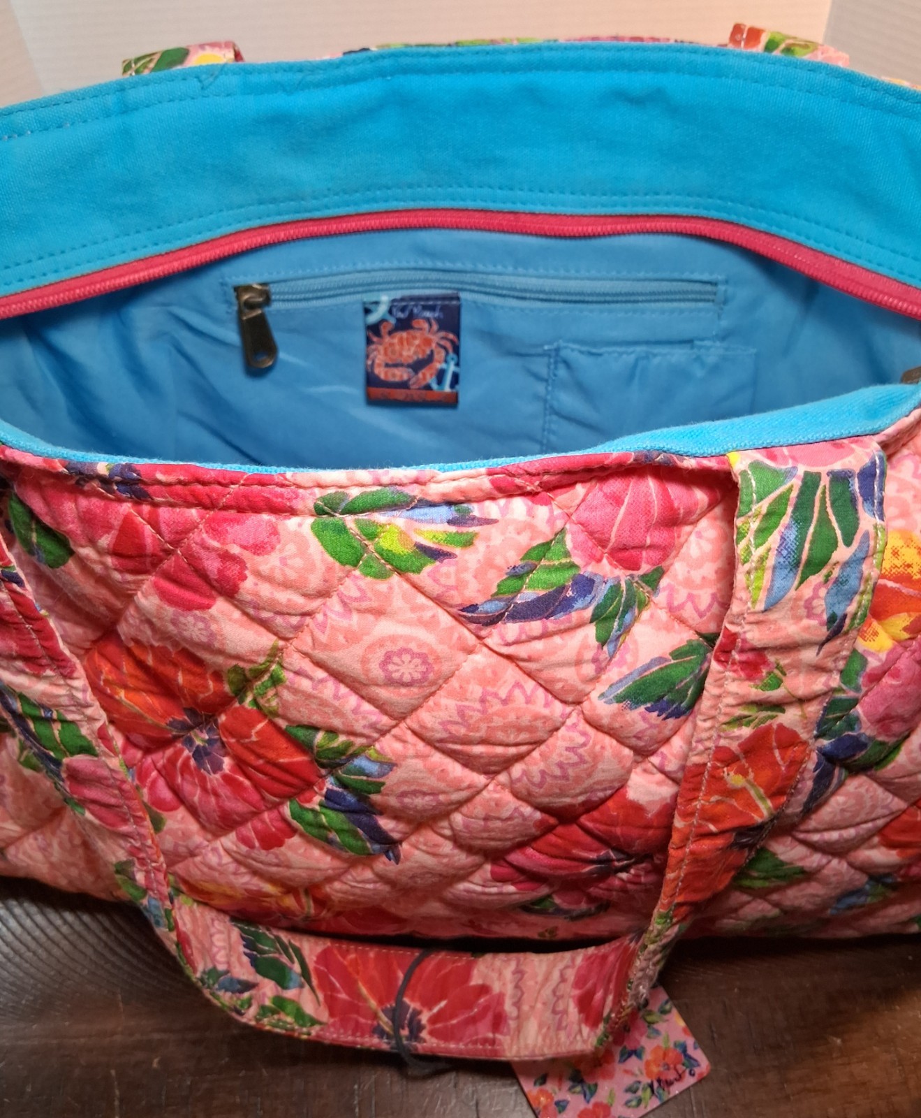 Vtg New Paul Brent Hibiscus Print Beach Zip Tote Canvas Bag Sun n’ Sand NWT