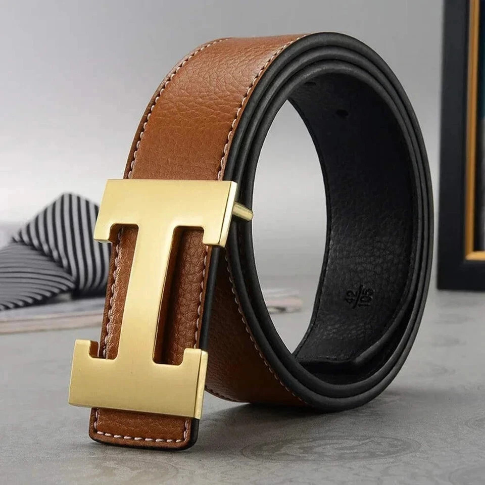Width 3.5cm Famous Brand Belt Men Top Quality Genuine Luxury Leather Belts