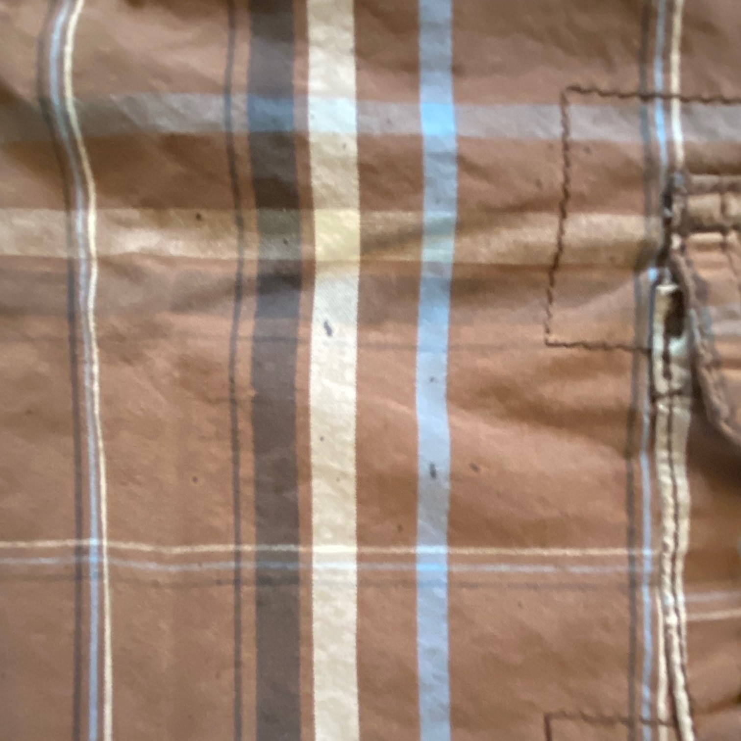 Lee Dungarees Men’s Plaid Beige White Blue Cotton Cargo Shorts Pockets Size 36