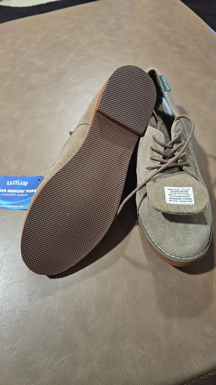Eastland Bucksport Men’s Beige Suede Oxford Lace-Up Comfort Shoes US 7 M