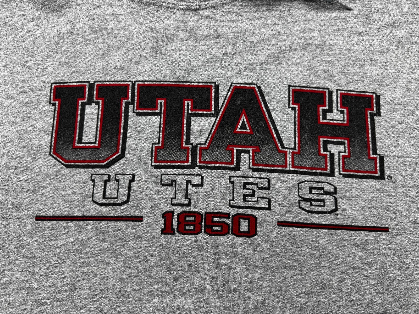 Utah Utes Graphic Grey Unisex- Large Hoodie Cotton Blend Machine Washable