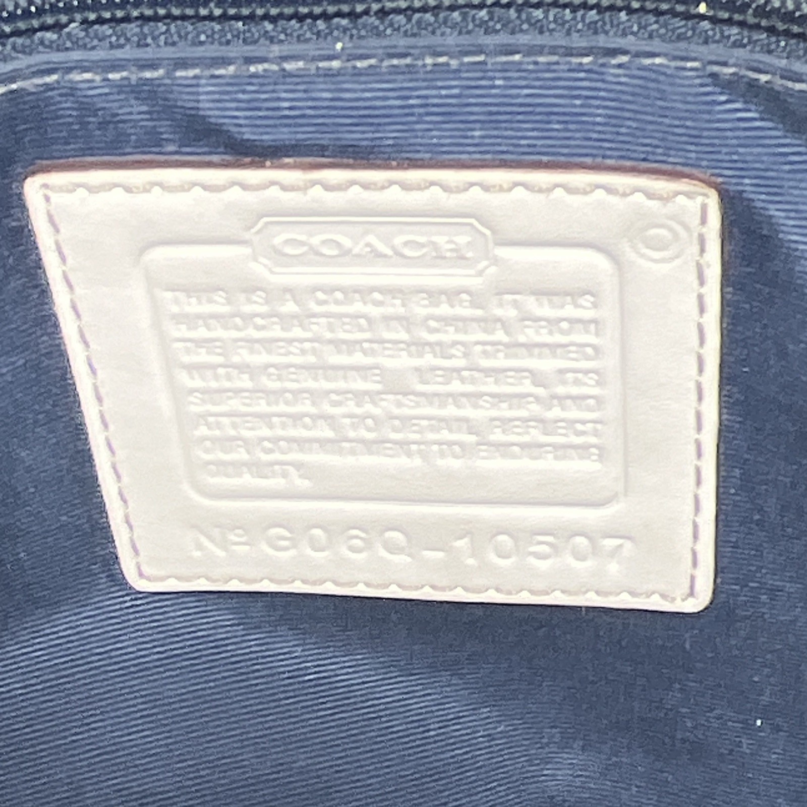 Coach Signature Logo Satchel Shoulder Bag, Blue/White, Tassel Charm, Zip