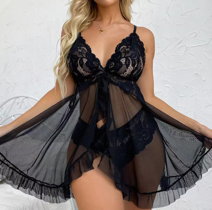 Sexy Women Lady Plus Size Lingerie Sleepwear Lace Nightgown Bodysuit Dress Robe