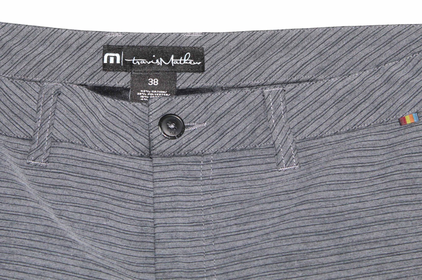 Travis Mathew Chino Gray Striped Blended Fabric Golf Shorts Mens Size 39