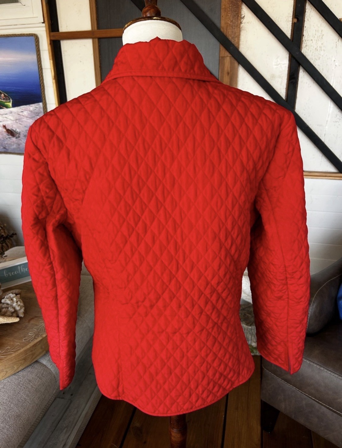 Norton Mcnaughton Jacket Red Midweight Quilted Floral Lined Women’s Sz 10