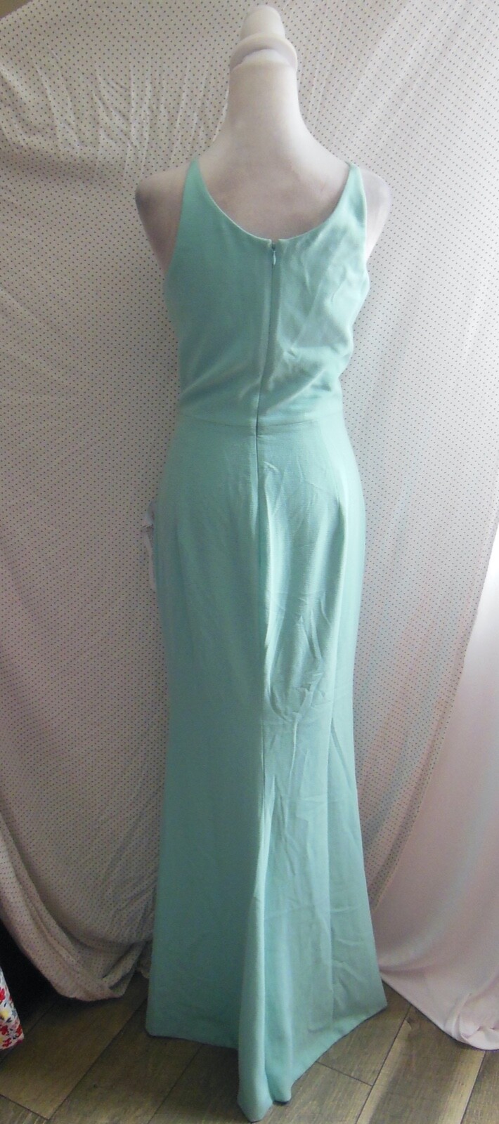 NEW DRESS THE POPULATION Tranquil Blue PLUNGE NECK Iris SLIT Crepe GOWN S