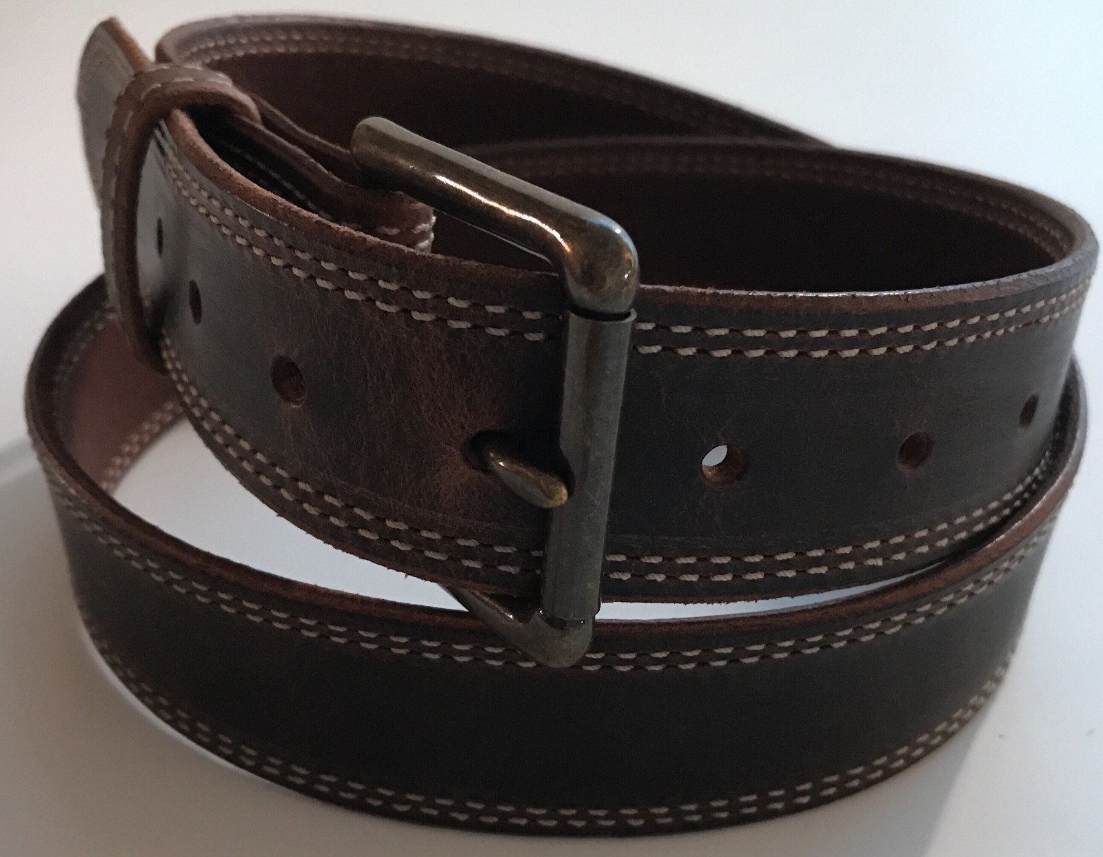 AMISH MADE WICKETT & CRAIG 1.5″ STITCHED REAL LEATHER WORK GUN HOLSTER BELT USA