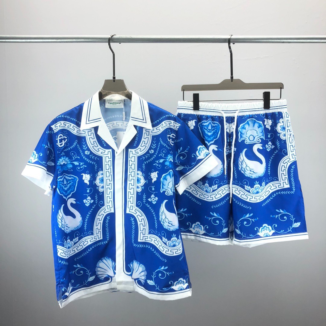 Casablanca high-end vacation shirt shorts, Hawaii beach vacation set