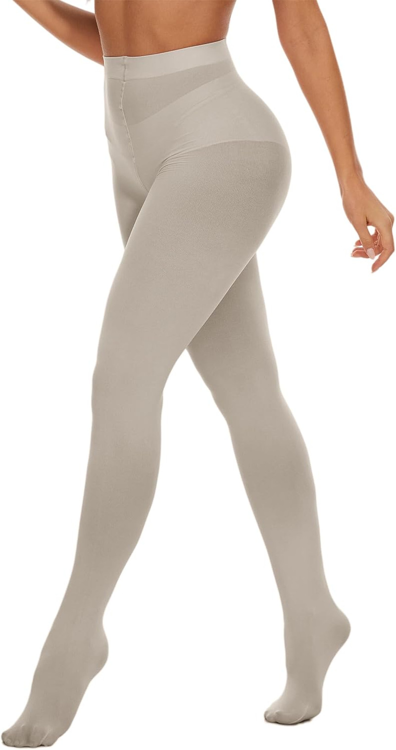 Opaque Black Tights for Women, 80D Solid Color Soft Tights, Control Top Microfib