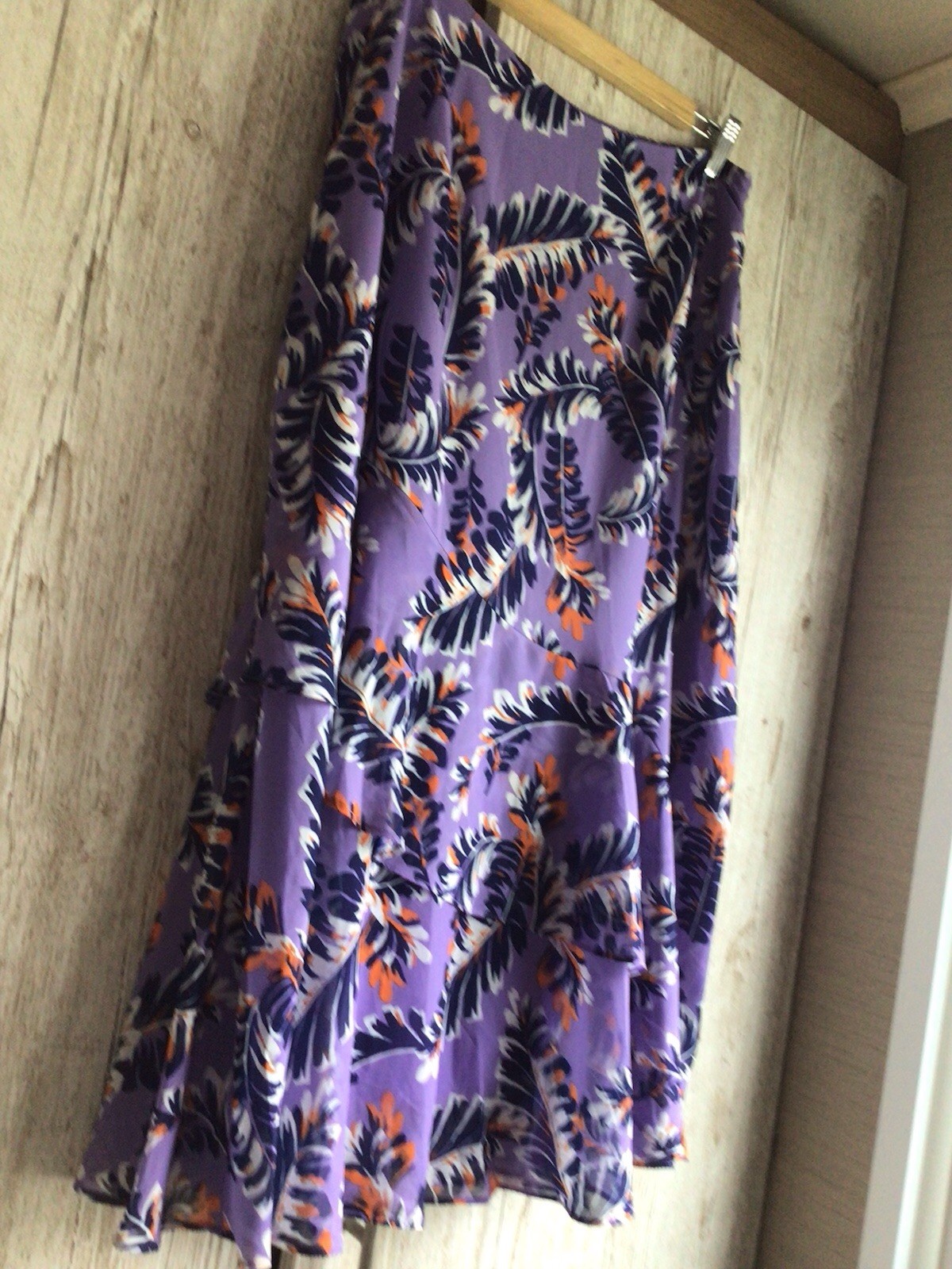 Whistles Purple Orange Blue A Line Tiered Skirt Size 14 Fully Lined