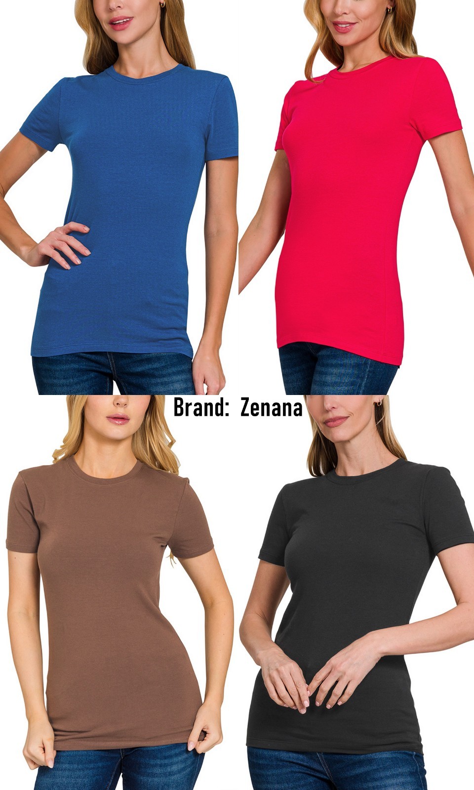 Women’s Crew Neck Cotton T-shirt Short Sleeve Basic Plain Tee Soft Stretch Top