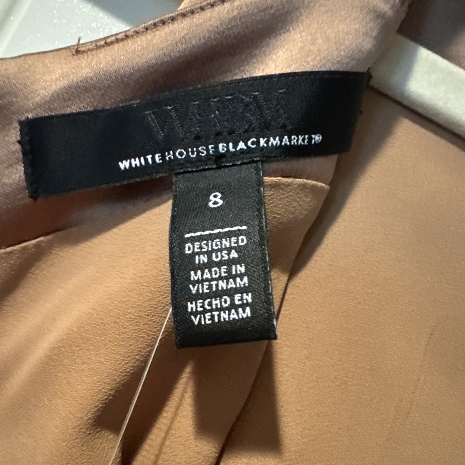 WHBM White House Black Market Metallic Gold Bronze Satin Gown Dress Sz 8 NWT