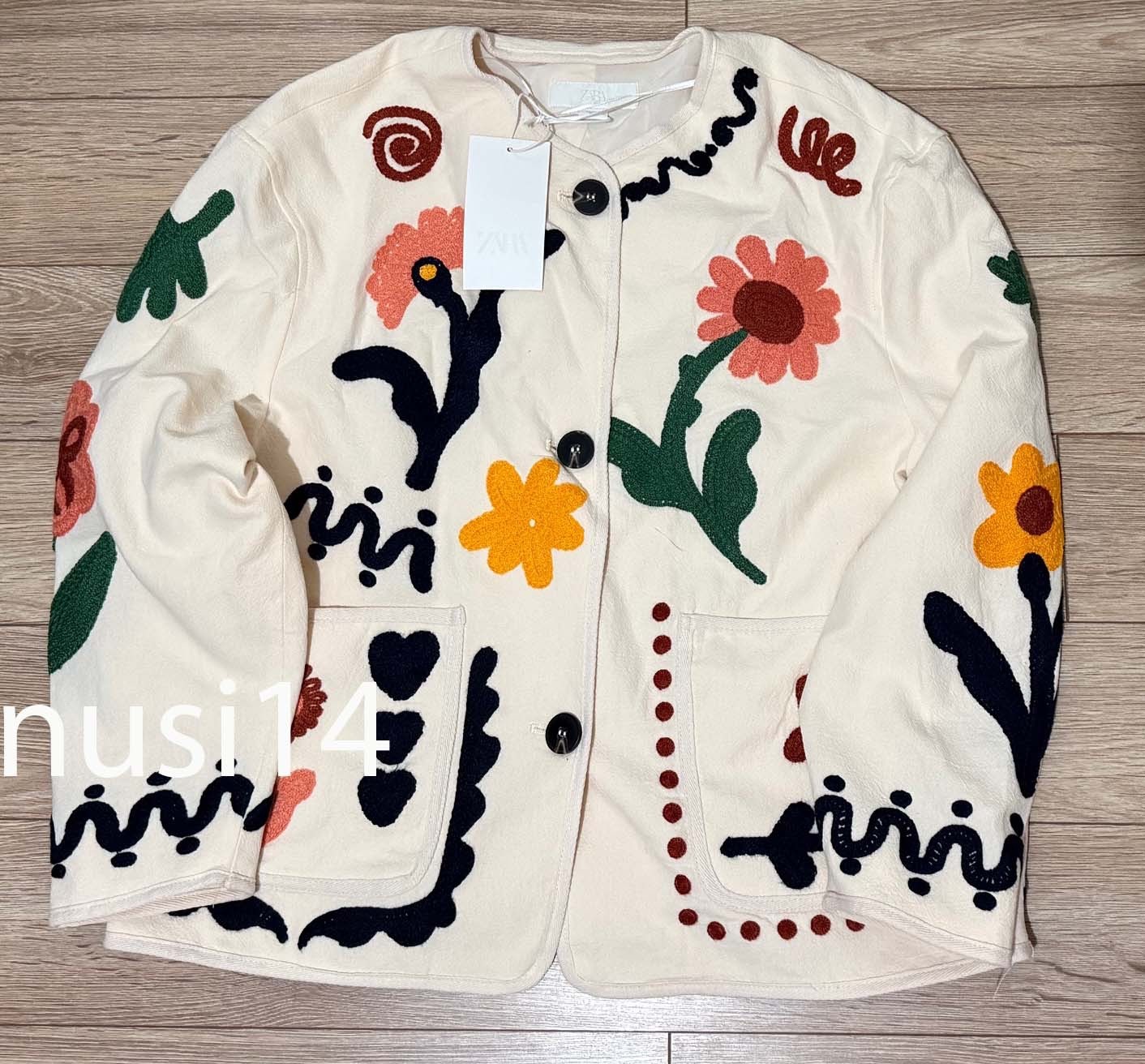 ZARA NEW WOMAN 100% COTTON EMBROIDERED FLORAL JACKET ECRU XS-XL 3046/106/712