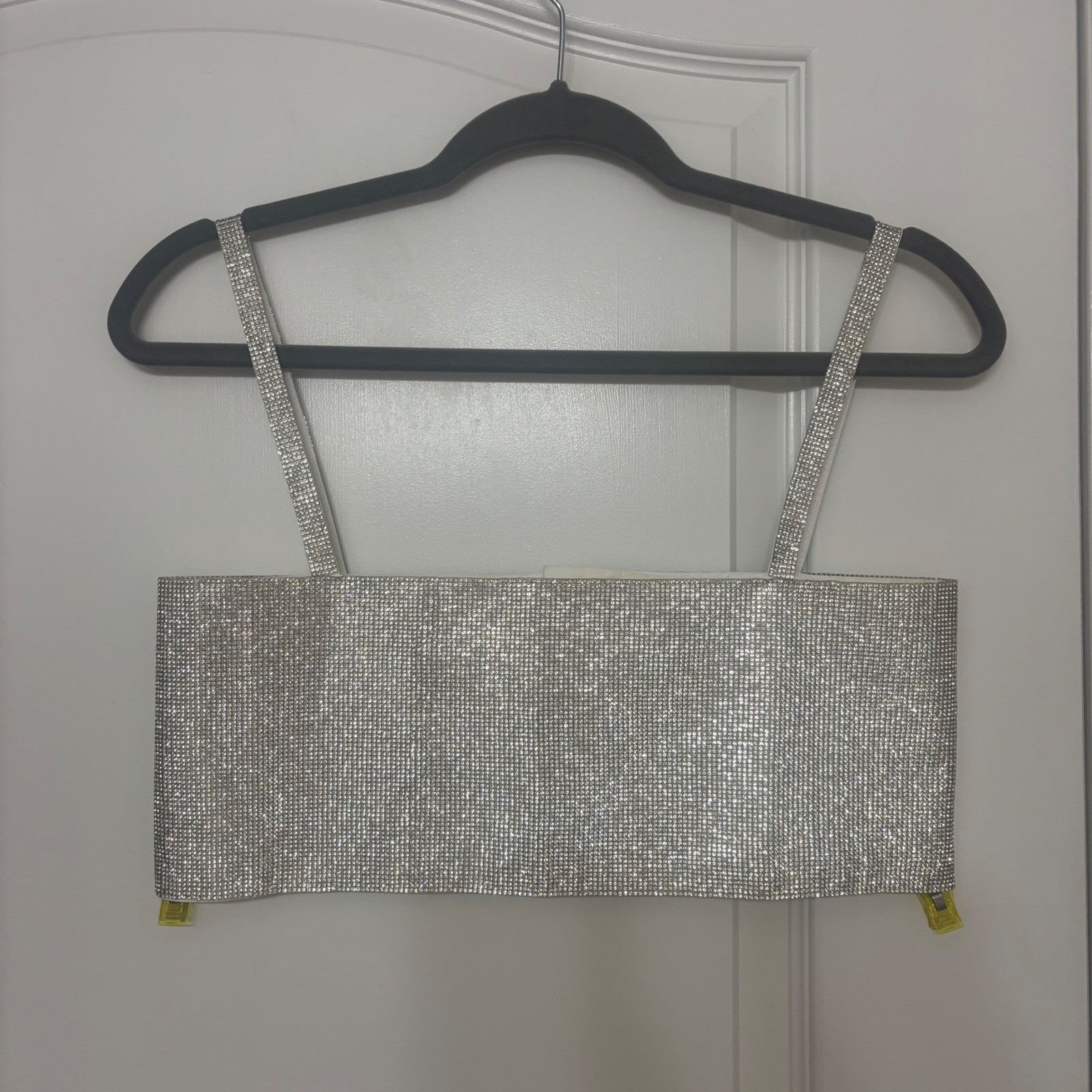 12th Tribe Silver Rhinestone Crystal Sparkly Crop Top Bralette Festival Season